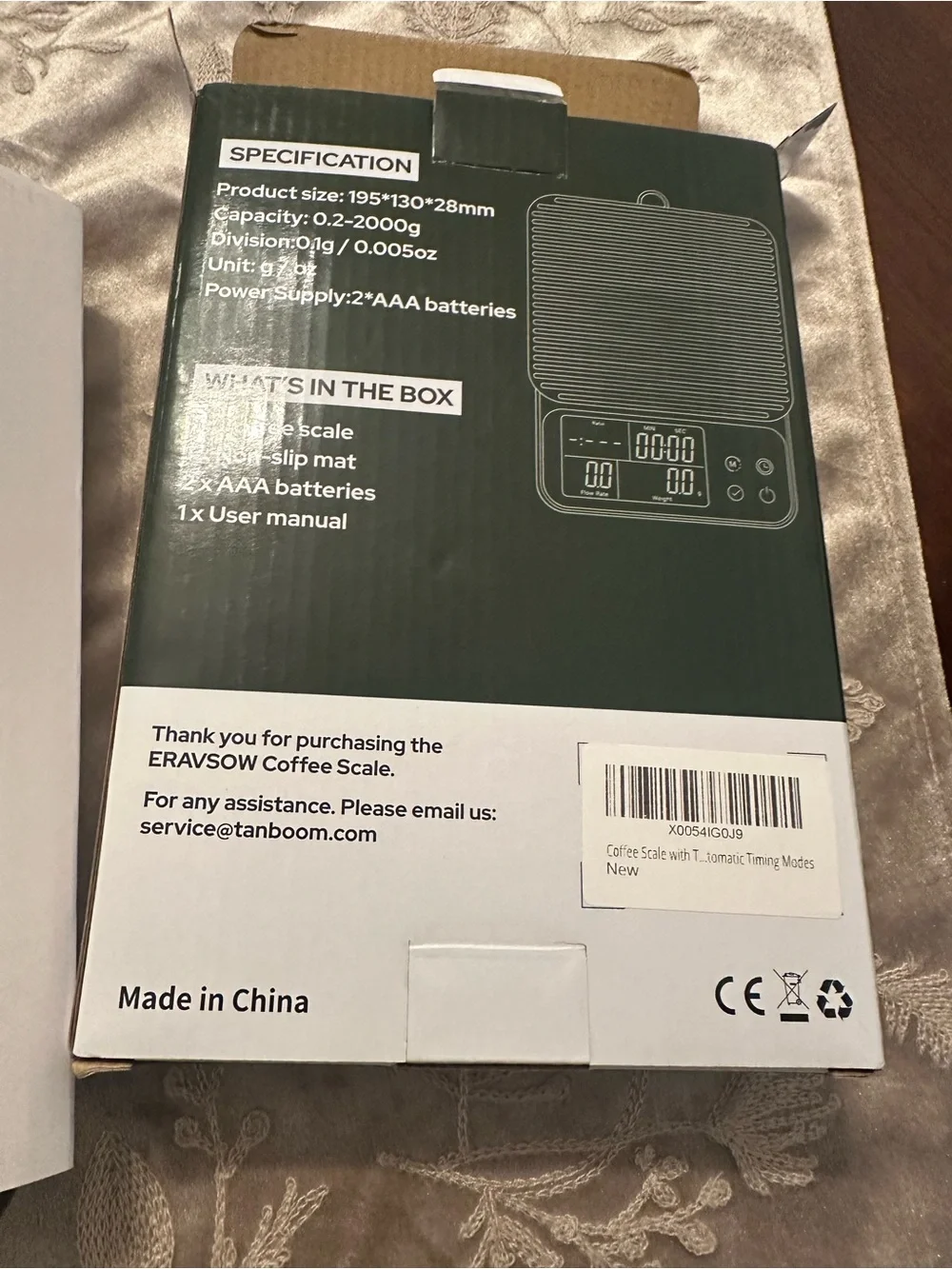 ERAVSOW Precision Coffee Scale - Green & White Packaging